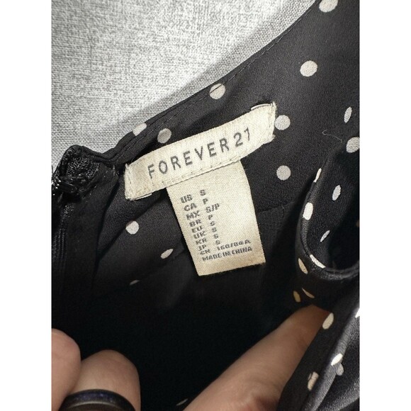 Forever 21 Black Polka Dot Tiered Mini Dress Size Small - Picture 2 of 6
